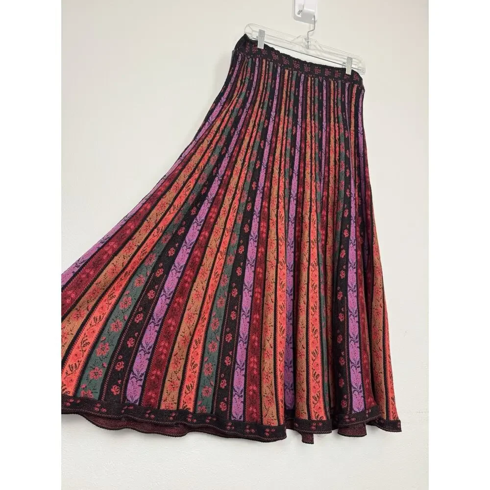 Anthropologie Cecilia Prado Pleated Midi Skirt Knit Women’s Large - Picture 5 of 11